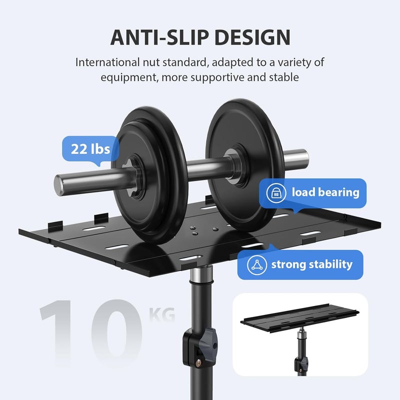 LEORFI Projector Stand Tripod, Laptop Tripod Stand, Foldable Portable Projector Floor Mount, Height Adjustable from 17.7" to 45.2", with Folding Plate, Capacity 22lb, for Outdoor Movies, Home, Office - Image 2